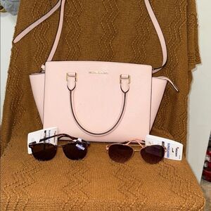 Michael Kors Blush Handbag with Sunglasses Set